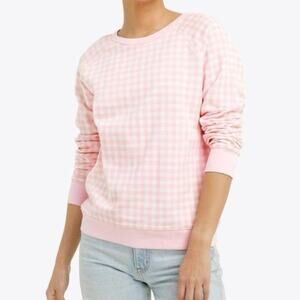 Draper James Women's Natalie Gingham Sweatshirt Pink and White Check Size Large